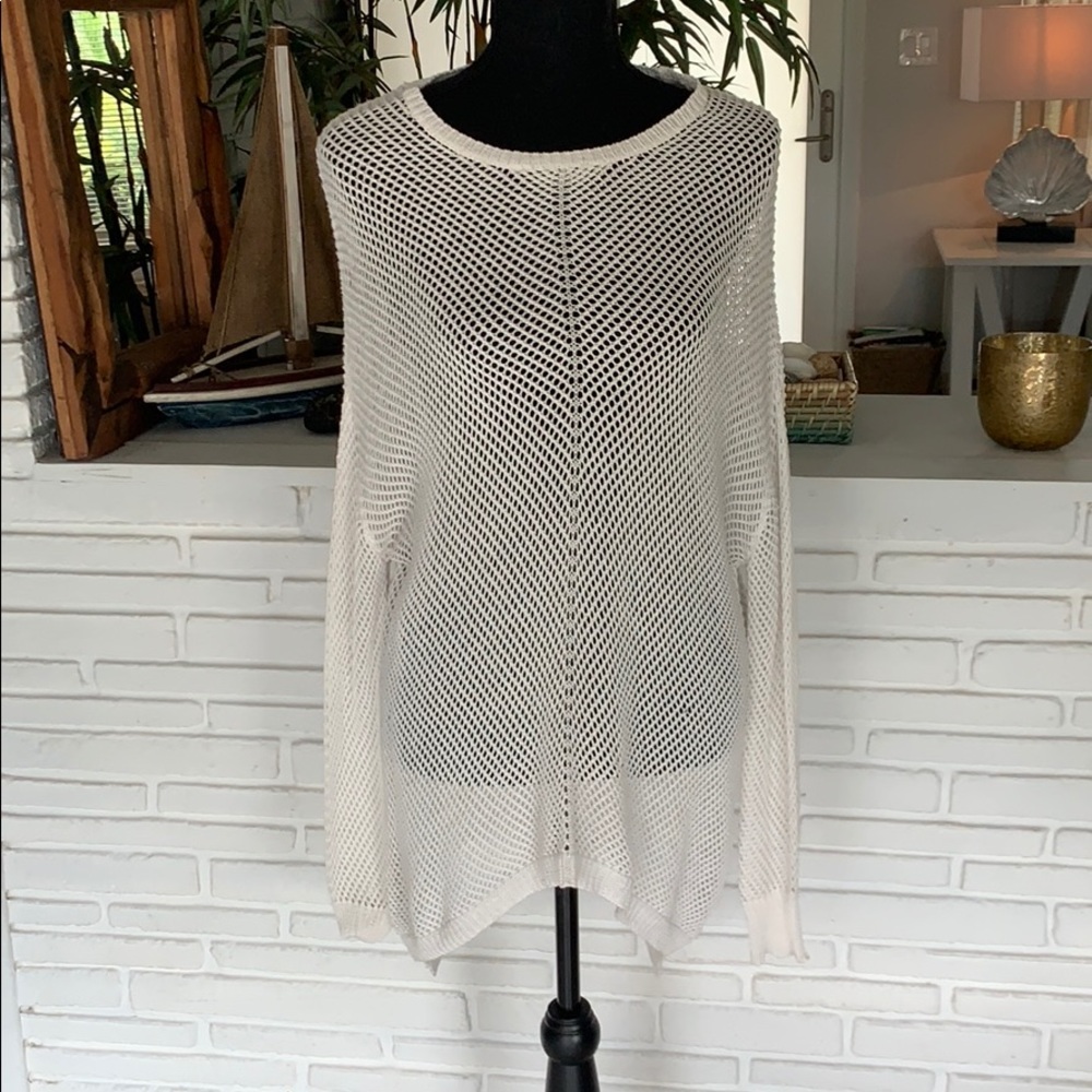 RD Style Cotton Net Open Knit Sweater – Size M | Swim Cover-Up